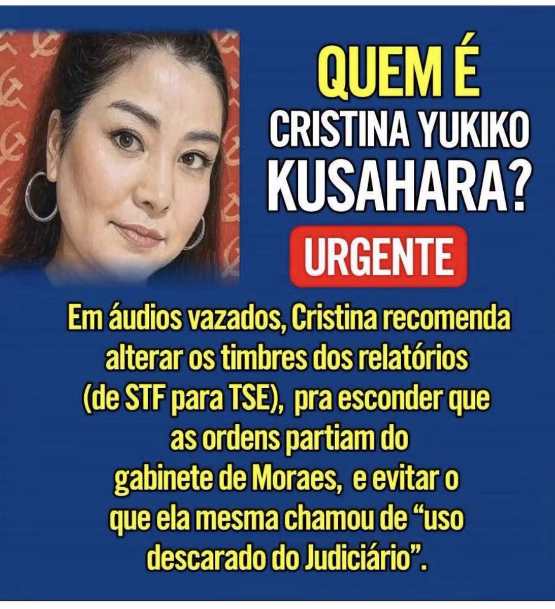 JoseDinisPFons1's tweet photo. B R A S I L

CRISTINA YUKIKO KUSAHARA - 

@SenadoFederal 
COMO OS SENHORES SENADORES NÃO TOMAM ATITUDES CONTRA O MINISTRO @alexandre E SUA PRINCIPAL ASSESSORA,FAZEM TUDO CONTRA A CONSTITUIÇÃO E O SENADO FICA ACOVARDADO. https://t.co/67b4xy2o2f