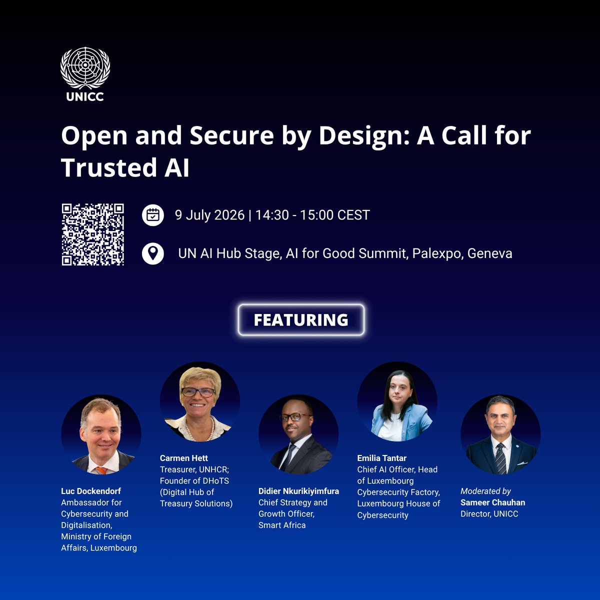 unicc_ict's tweet photo. How can we build AI that is open, secure, and trusted?

📢 Join UNICC at the #AIforGood Summit for Open and Secure by Design: A Call for Trusted AI. 

📅 9 July | 🕝 14:30 CEST
📍 UN AI Hub Stage, Palexpo, Geneva

🔗 Learn more about the session: https://t.co/7b4Q8F45nR https://t.co/LImw3y6GYf