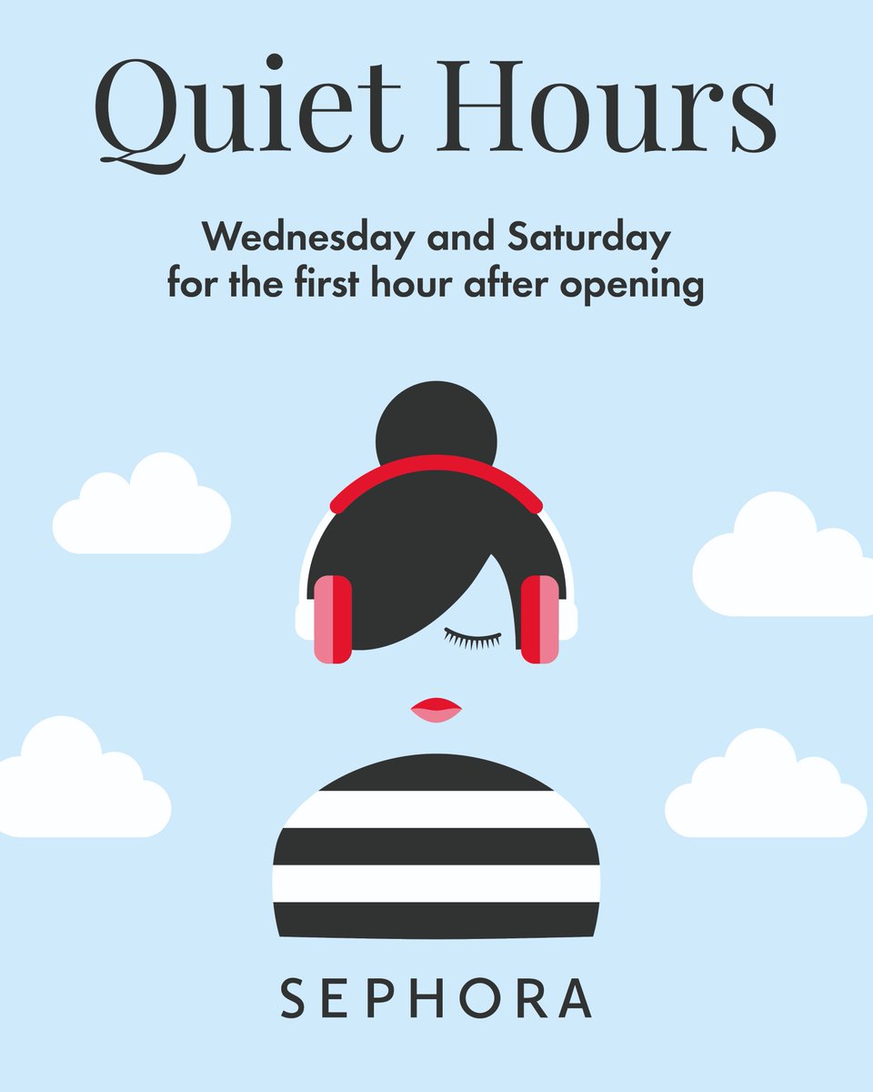 stoneroadmall's tweet photo. Sephora- Quiet Hours is designed to create a calmer, more inclusive shopping experience by reducing sensory stimuli in-store. 
#sephora #staytrue #stoneroadmall https://t.co/1E8JjOUeKd