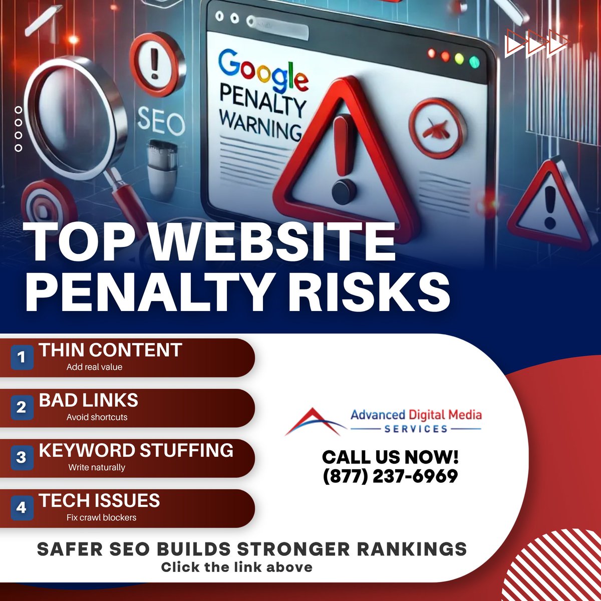 advdms_com's tweet photo. 🚨 A sudden drop in Google traffic can point to thin content, bad links, or technical issues. Learn what puts websites at risk.

#ADMS #ClearwaterFL #Fyp #Trendingnow #ExploreMore https://t.co/ly4TRJ9R3C
