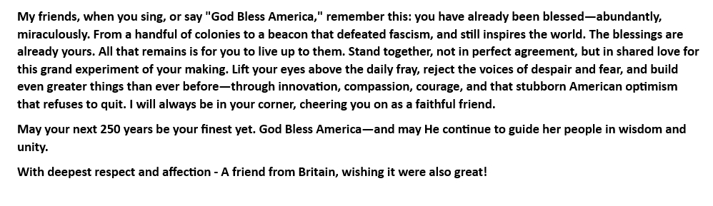 Dynamitetrade's tweet photo. USA 250th Anniversary, My message to my American friends! Share if you will be so kind? https://t.co/yU2QJmZwPE