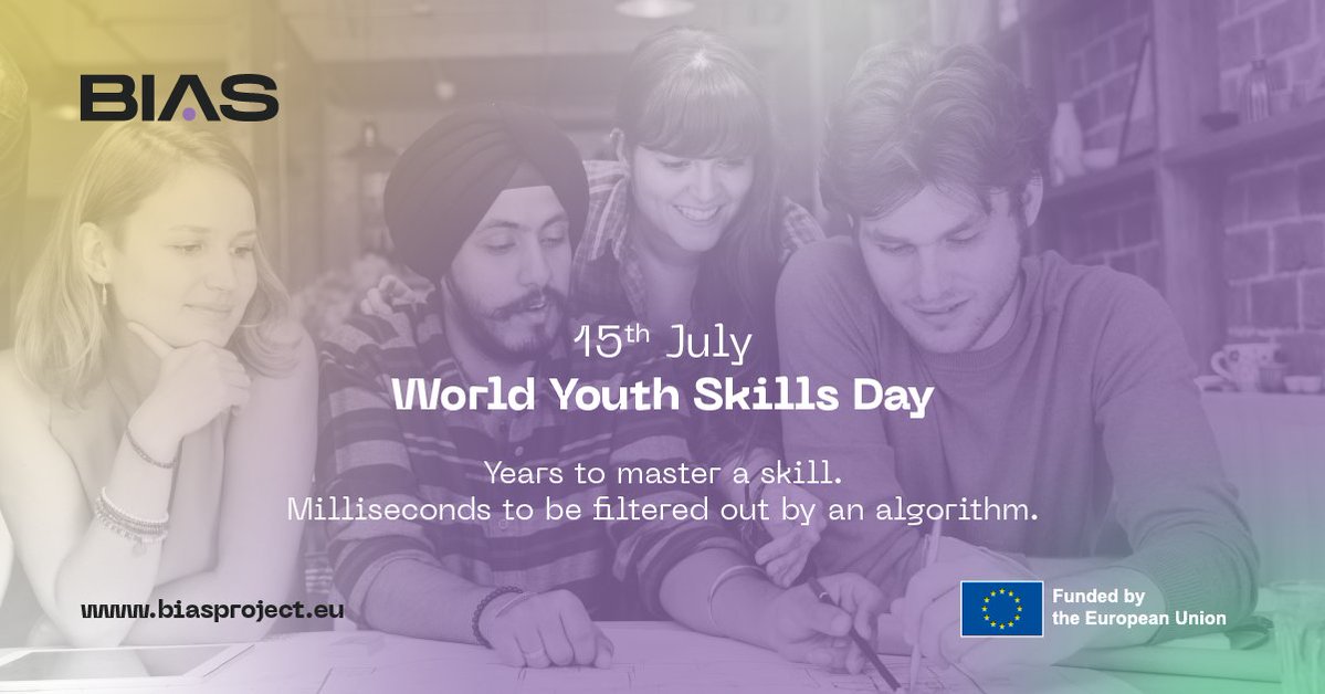 BIASProjectEU's tweet photo. 📢 Skills must speak louder than algorithms.
This World Youth Skills Day, we are working to ensure CV screeners don't turn young talent into a statistical blind spot. The BIAS Project works to mitigate algorithmic HR bias, ensuring CV screeners judge capability, not background. https://t.co/SCN3q8ZwfW