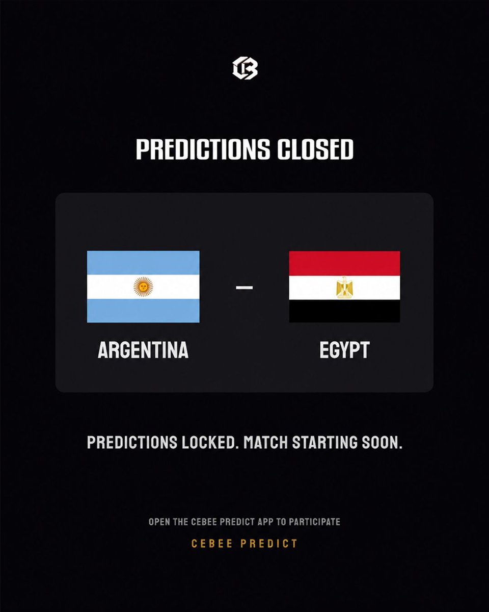 CeBeePredict's tweet photo. Predictions Closed.

The prediction window has officially closed. Your picks are locked in. Let’s see who read it best.

#CeBeePredict #FootballPredictions #WorldCup2026 #FootballFans #FootballCommunity #PredictClimbWin https://t.co/0mPW8STVn1