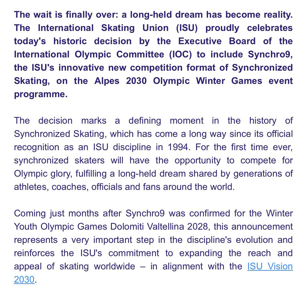 rockerskating's tweet photo. Synchro9 will be a medal sport at the 2030 Winter Olympics https://t.co/DlcCqQIhwN