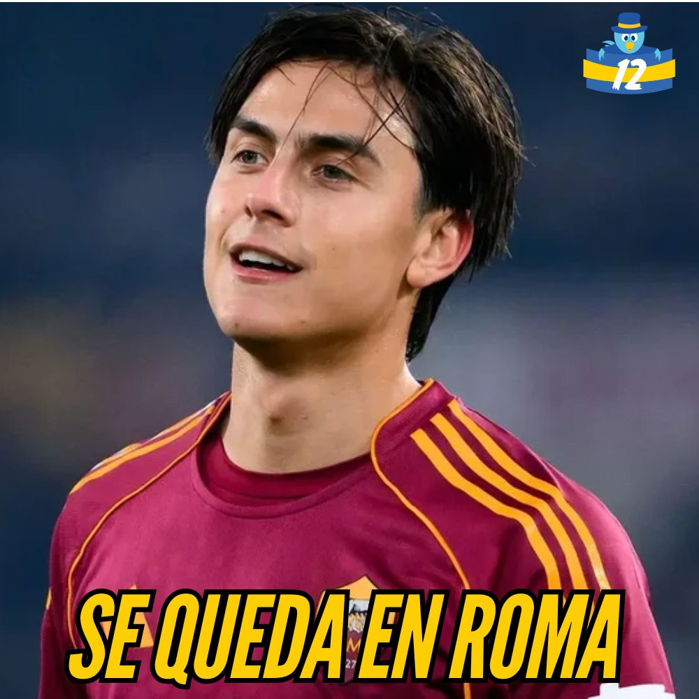 la12tuittera's tweet photo. ℹ️Informa @FabrizioRomano que PAULO DYBALA acordó los términos de su contrato con ROMA.

🇮🇹Se queda en Italia para jugar la Champions League en un contrato que sería por DOS AÑOS con una IMPORTANTE REDUCCIÓN DE SALARIO.

❌Se desvanecen las chances de que Paulo juegue en #Boca. https://t.co/wiBSGAfZPS
