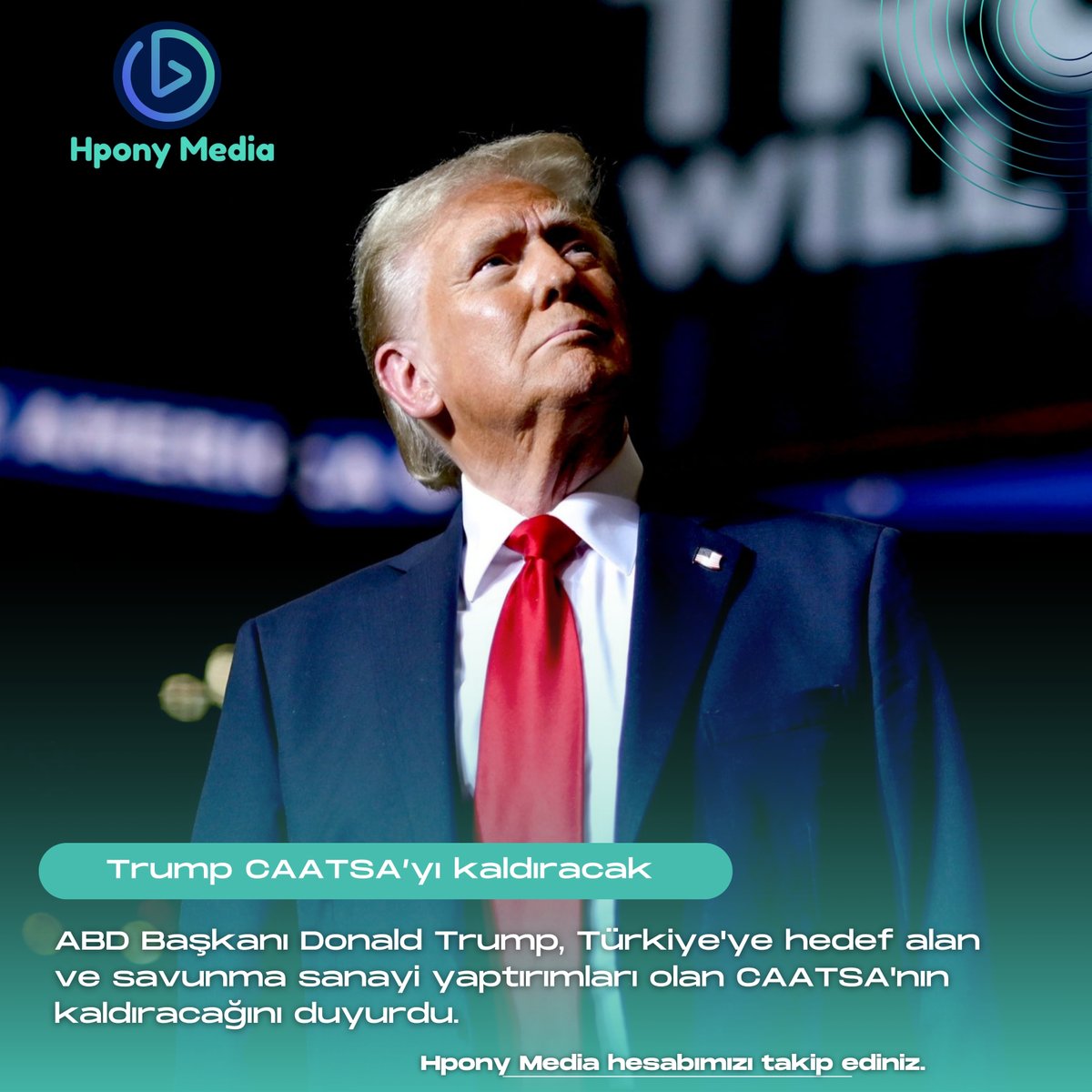 hponymedia's tweet photo. 📌 Trump (@realDonaldTrump) duyurdu CAATSA yaptırımları kaldırılacak.

#Trump #CAATSA #Yaptırımlar #Türkiye #ABD #Diplomasi https://t.co/L2xiAASuj3