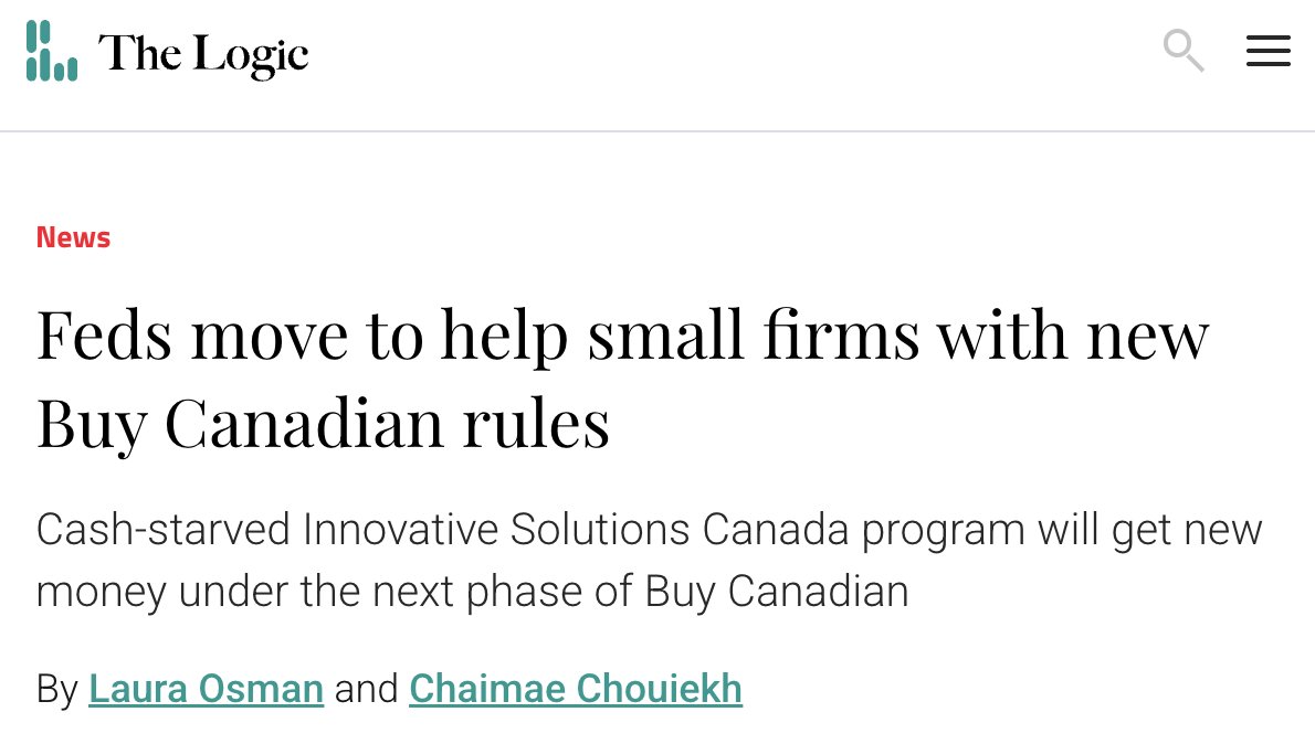 CADInnovators's tweet photo. In @the_logic, CCI's Laurent Carbonneau welcomes new federal procurement measures and renewed funding for Innovative Solutions Canada, saying reducing barriers to government contracting will help Canadian companies scale.

Read more: https://t.co/qzxGlbIBOj https://t.co/Kn2zDkvG5V