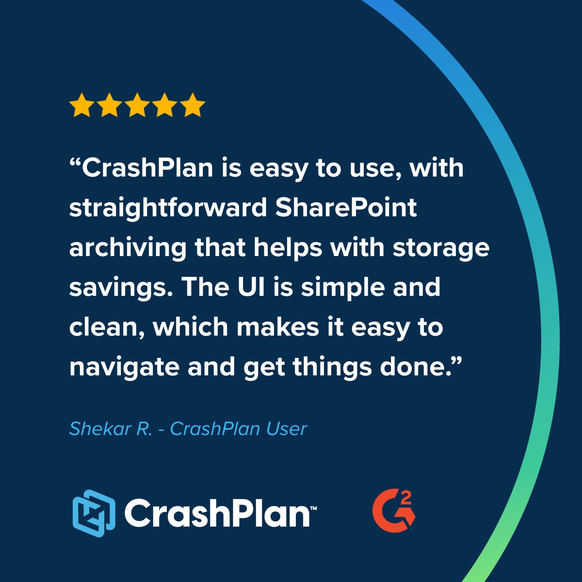 crashplan's tweet photo. There's no better validation than hearing from the people who use CrashPlan every day. 👏

Thank you to our customers for your trust, feedback, and this 5-star G2 review. 🙌

#TestimonialTuesday https://t.co/L4DiWZ6XMT