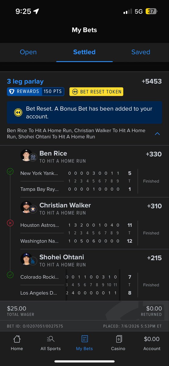 moneymunyan's tweet photo. @ParlayJayX I had James wood switched him out cus he always sells me, welp that’s a grand slam. Only me I stg lol never seen anything like it https://t.co/xXWjvtqyyh