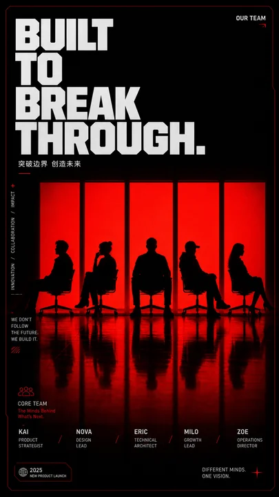 Red Silhouette Team Event Poster