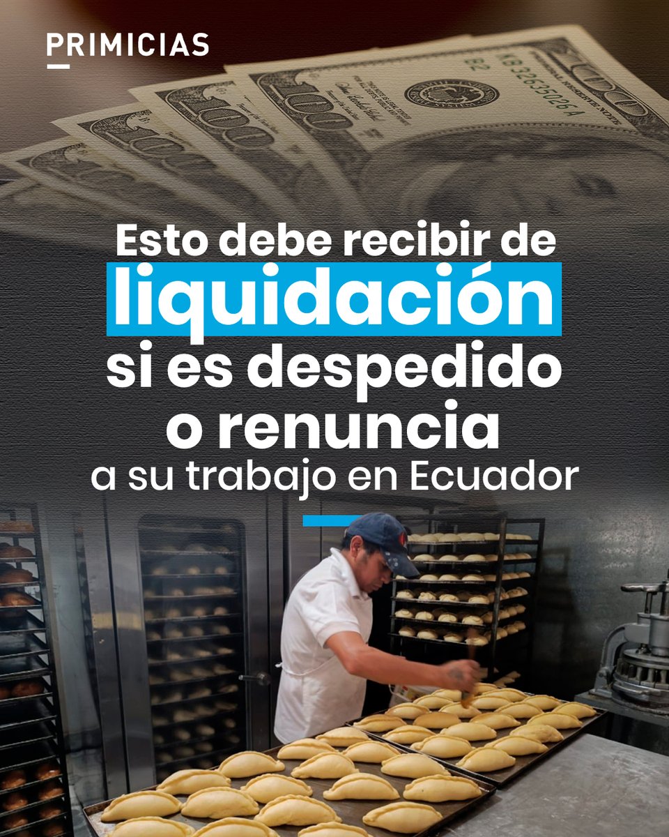 Primicias's tweet photo. Los trabajadores bajo relación de dependencia tienen derecho a recibir una indemnización en caso de despido intempestivo o bonificación por desahucio en caso de renuncia. 
https://t.co/nOdj78yimy https://t.co/prTEd7WZfi