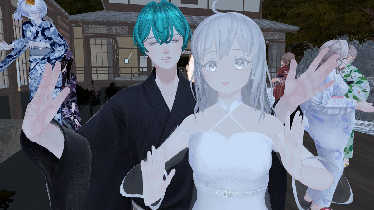 Cast3LL4's tweet photo. おやすみなさい！

#もんじお習字教室 の七夕会で、Yonちゃま使い様が！
会えて嬉しいなっ😆✨

#VRChat #Yon https://t.co/tnpgbijjRp