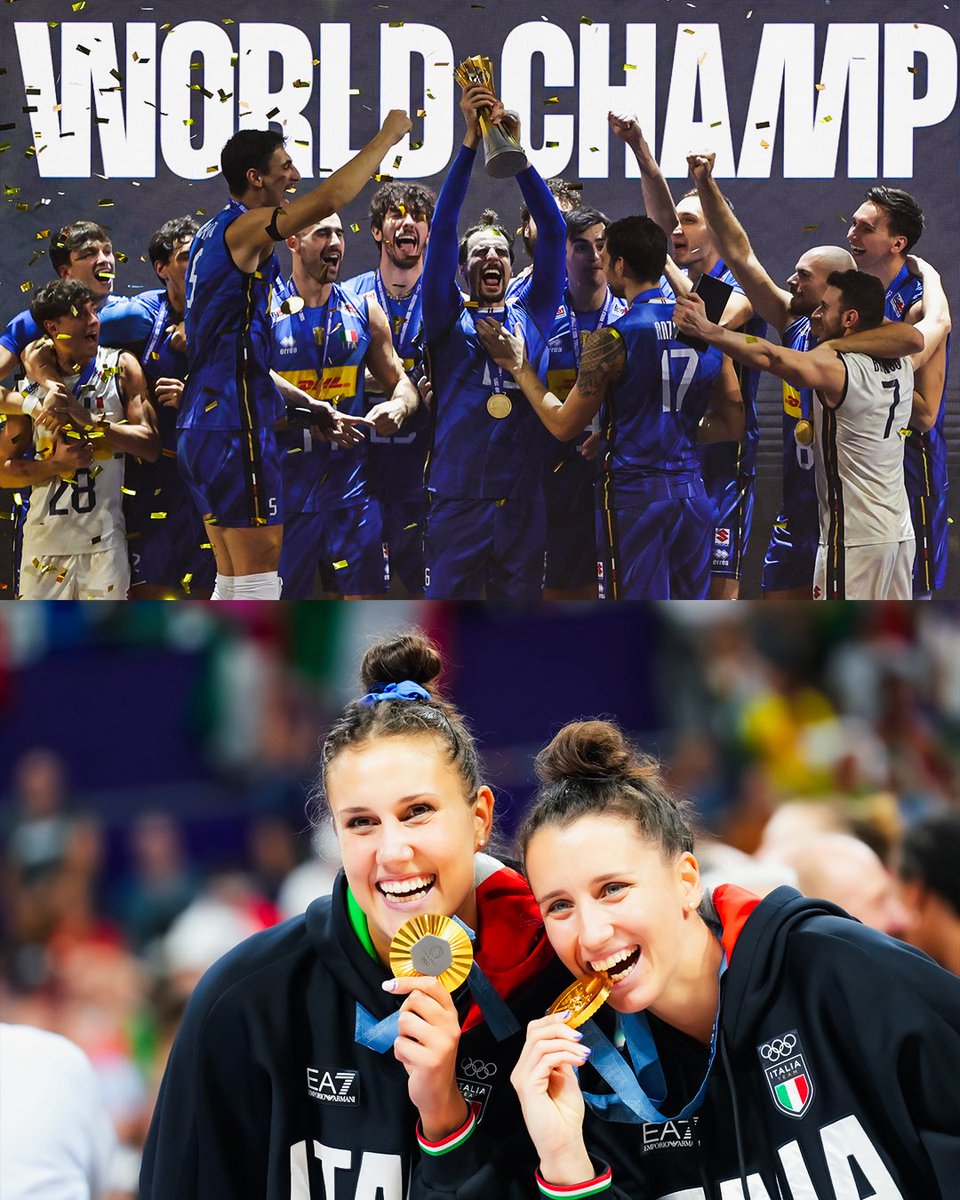ItaliaTeam_it's tweet photo. Schiacciamo tutti insieme! È la Giornata Mondiale della Pallavolo! 🏐

L’anno scorso abbiamo scritto la storia, salendo su entrambi i troni iridati 🥇

Chi più di noi può essere orgoglioso di questa fantastica disciplina? 🇮🇹

Fieri delle nostre Nazionali e di un movimento leader globale!

Buon #WorldVolleyballDay! 💙

#ItaliaTeam #Volleyball @Federvolley @Olympics @LA28