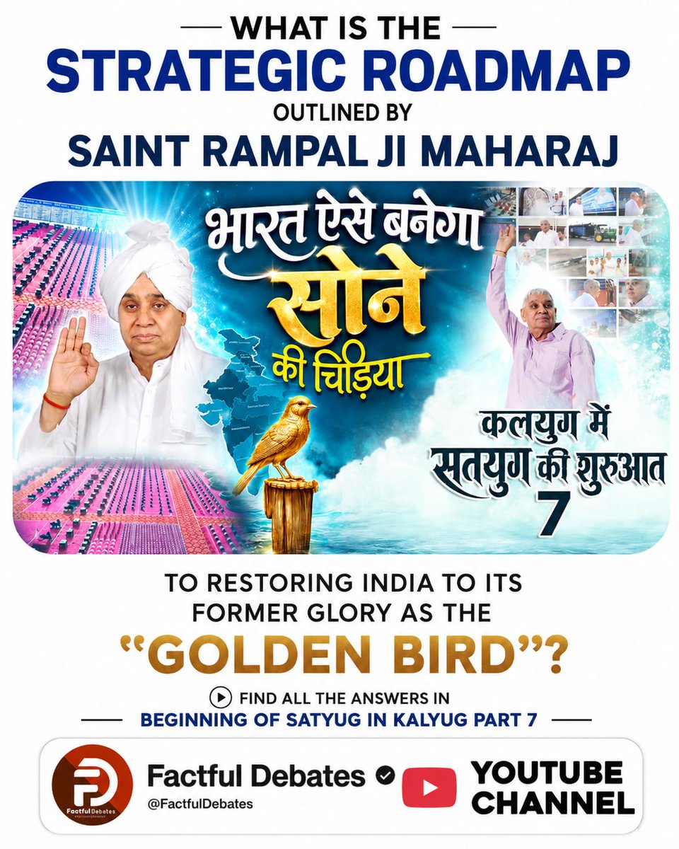 Vilasagarwal's tweet photo. #IndiaWillBecomeTheGoldenBird
What roadmap does Sant Rampal Ji Maharaj present for restoring India as the "Golden Bird"? Discover the answers in Beginning of Satyug in Kalyug Part 7.
Factful Debates YtChannel https://t.co/BrFuJ5tTTK