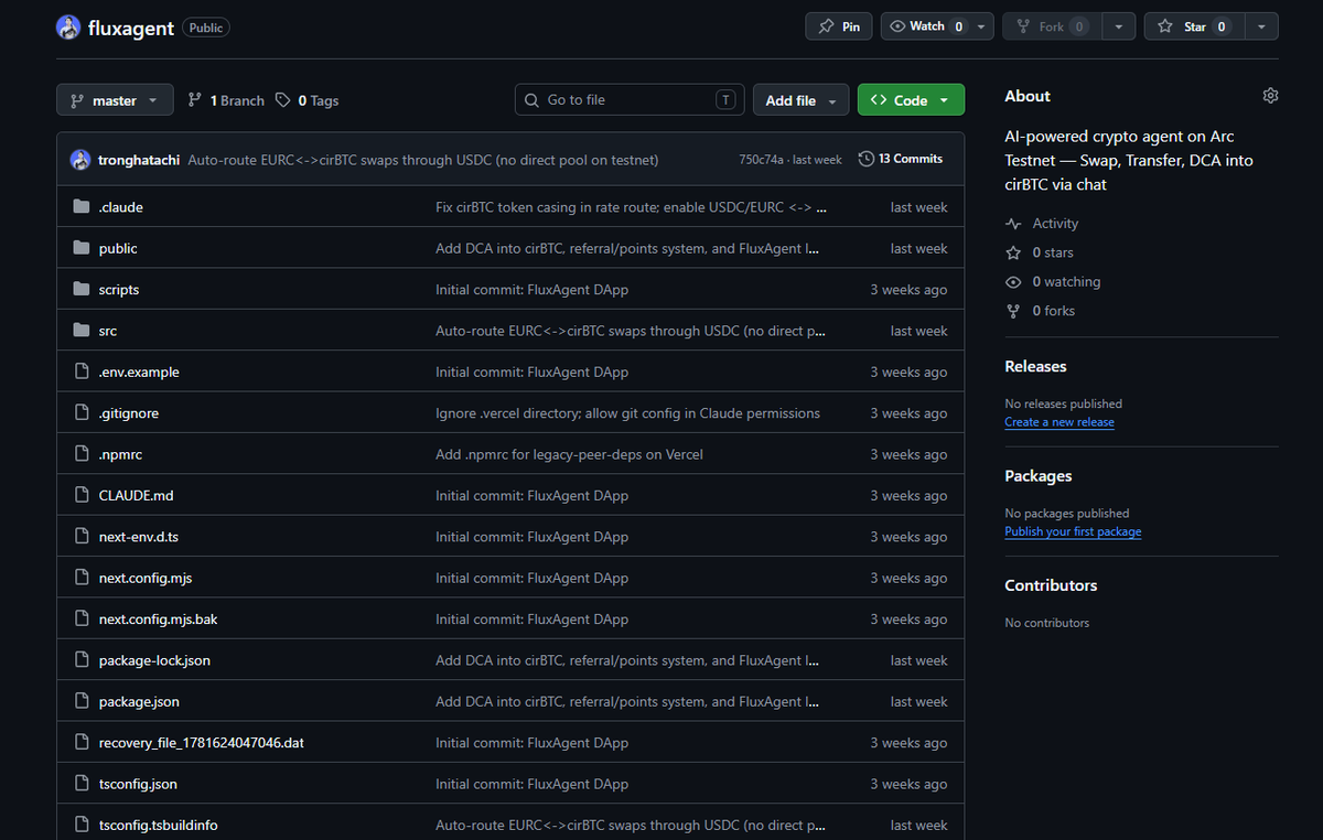 Trong_Hatachi's tweet photo. 🚀 FluxAgent Development Update 

Another step forward for @FluxAgentHQ .

✅ FluxTreasury deployed
 0xEaf078f8dd603aF7f9C68C22BB1DE923f0B47A82
✅ FluxVault deployed
 0x85509899EF0f0f6de89240D9d3d2389834D5a028

✅ FluxAgent is now open source:
 https://t.co/u1hXma1R1H
Building in public has always been part of the vision. By open-sourcing FluxAgent, I hope more builders can learn from it, contribute ideas, and help shape the future of conversational DeFi on ARC.

The journey is just getting started. ⚡
#BuildOnARC #OpenSource #ARC #AI #USDC #Circle

@samconnerone, @bobbilee, @silencexlm, @Lecter_XFinance