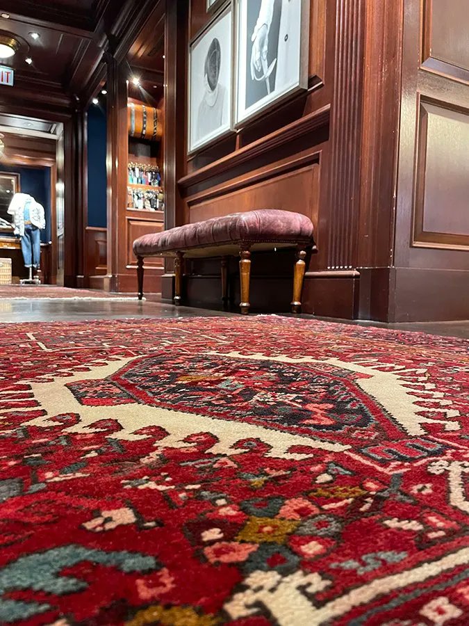 gietzschean's tweet photo. The meticulously crafted Oscar Isberian oriental Rugs have transformed commercial spaces into interiors that feel both elegant and enduring. 

This is Ralph Lauren’s flagship store on Chicago’s Magnificent Mile. https://t.co/5A4aUg1Yew