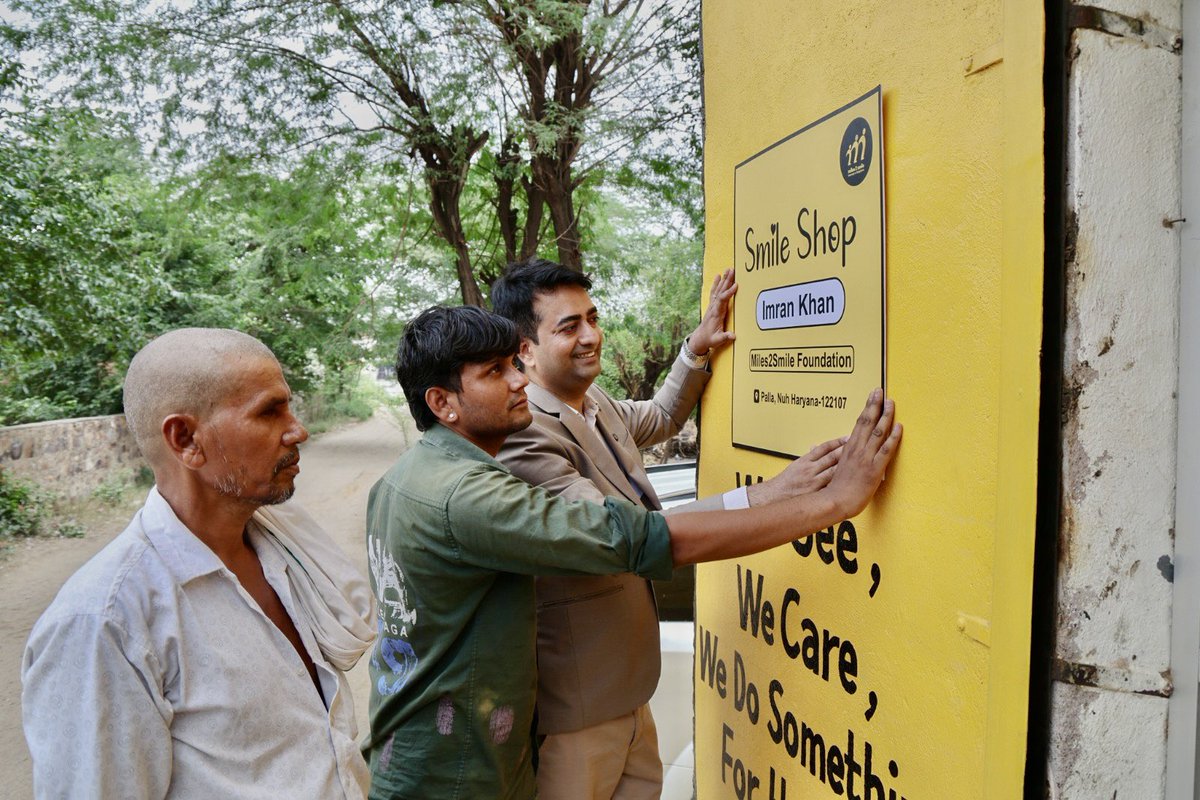 MujtabaAasif's tweet photo. Last Sunday marked another step in restoring hope.

We inaugurated the Smile Shop for Imran, the brother of #Aamir from Palla, Nuh, who was brutally shot dead by cow vigilantes in March 2026. What began as a heartbreaking tragedy has slowly transformed into a journey of resilience, made possible through the unwavering support of the Miles2Smile family.

During Ramadan, Miles2Smile Foundation raised and transferred ₹4 lakh each to Aamir’s mother and wife, ensuring they had immediate financial support to rebuild their lives with dignity.

Last month, through our #Shaagird initiative, we enrolled five of Aamir’s younger siblings in a nearby school, giving them the opportunity to continue their education despite the immense loss their family endured.

And now, by opening the Smile Shop for Imran, we have helped create a sustainable source of livelihood for the family—because true rehabilitation is not just about relief; it is about restoring dignity, independence, and hope for the future.

Every smile we help bring back is a reminder that compassion can overcome hate. Together, we are not just rebuilding lives—we are ensuring that families shattered by violence are never left to face their darkest moments alone.

Another family. Another livelihood. Another set of smiles restored by Miles2Smile Foundation. ❤️