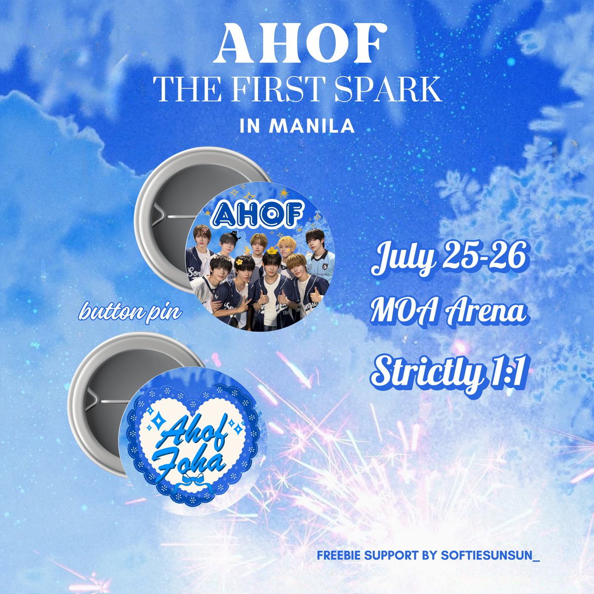 softiesunsun_'s tweet photo. *•.¸♡✨𝓐𝓱𝓸𝓯 𝓣𝓱𝓮 𝓕𝓲𝓻𝓼𝓽 𝓢𝓹𝓪𝓻𝓴 𝓲𝓷 𝓜𝓪𝓷𝓲𝓵𝓪✨♡¸.•*
 fan support by @softiesunsun_ 

✾ like &amp; retweet
✾ very limited quantity
✾ strictly 1:1 ratio
✾ open for trades
✾ NOT AN AKGAE OF ANY MEMBER

#THE_FIRST_SPARK_IN_MANILA #AHOF https://t.co/PFtQuwWxSK