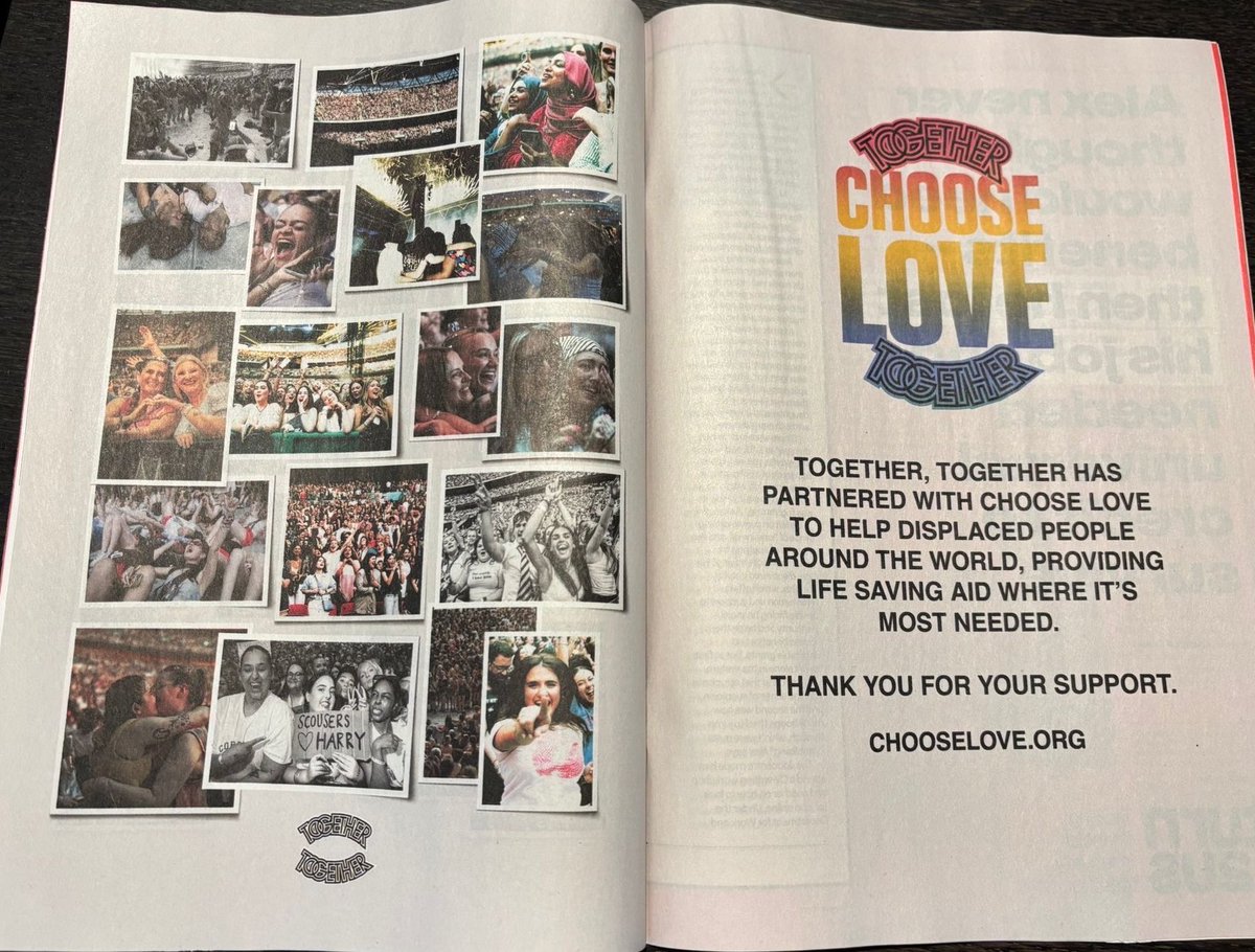 stylesfolders's tweet photo. A thank you message to London from Harry Styles &amp; the Together, Together Tour was spotted in this week's Big Issue newspaper 🤍 https://t.co/Wgd0huVVES