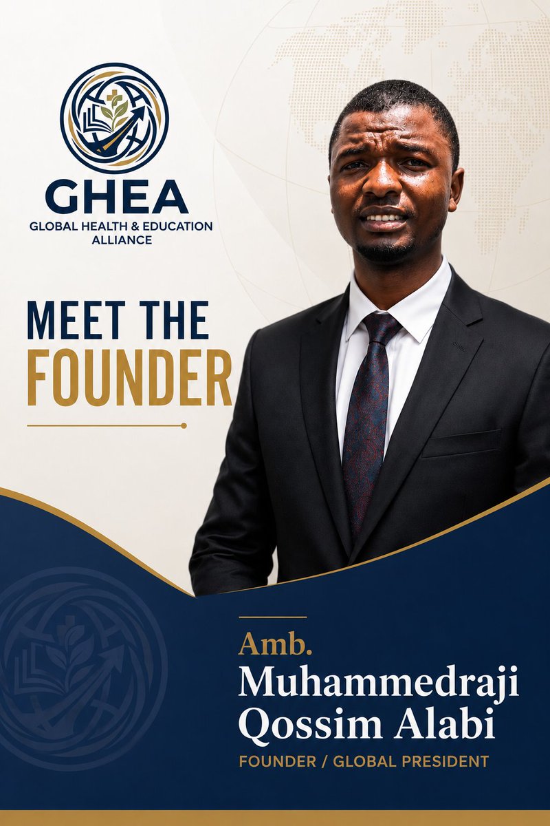 ghea_ngo's tweet photo. MEET THE FOUNDER

Vision begins with leadership, and leadership begins with purpose.

Meet Amb. Muhammedraji Qossim Alabi, Founder and Global President of the Global Health &amp; Education Alliance (GHEA). Guided by a clear vision and an unwavering commitment to service. https://t.co/oTUqPEwZae