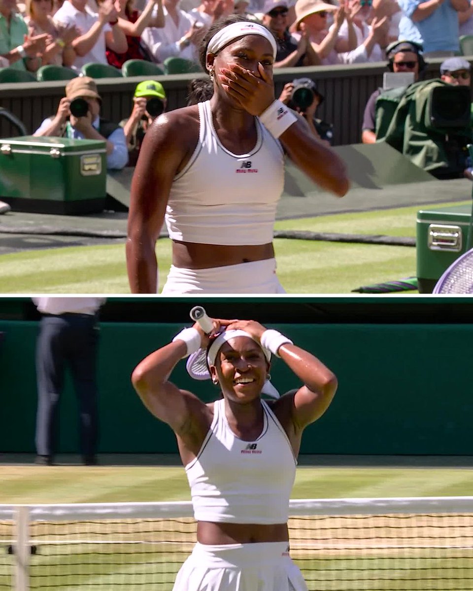 espnW's tweet photo. Coco Gauff after advancing to the Wimbledon semifinals! ❤️ https://t.co/qsP0iCDhnC