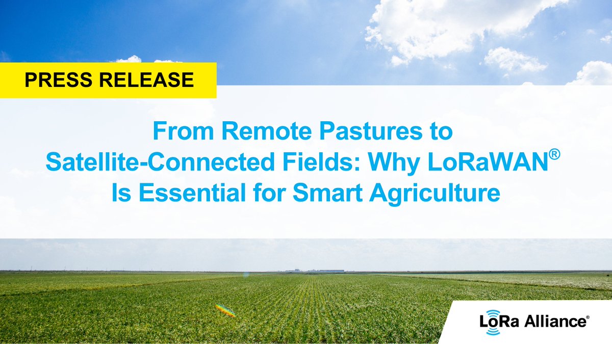 LoRaAlliance's tweet photo. Today in a PR, the #LoRaAlliance announced that #LoRaWAN has become the connectivity method of choice for smart agriculture, from single farms to national programs: https://t.co/NlP56l6Dvo

Learn more in tomorrow's webinar: https://t.co/YxJ4i8kDWd https://t.co/XwaWpLAU7i