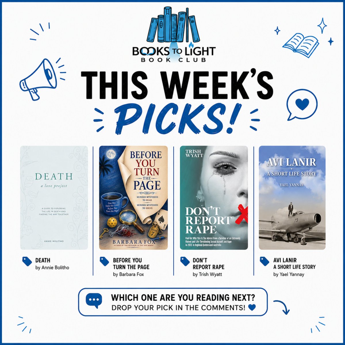 bookstolight's tweet photo. Which one are you reading next?😍
#BooksToLight #WhatShouldIReadNext #ReadersOfX #BookDiscussion #ReadingGoals #Bookish #BookCommunity #ReadersWanted #WeeklyReads #BookPoll
#BooksToLight #WeeklyBookPicks #DeathALoveProject #BeforeYouTurnThePage #DontReportRape #AviLanir #BookClub https://t.co/NaGtUPMavZ