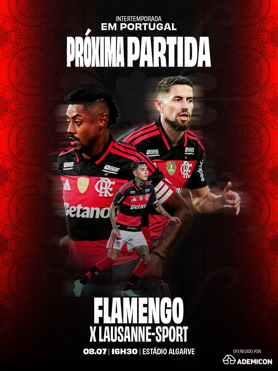 Flamengo's tweet photo. 🏆 Intertemporada
🆚 FC Lausanne-Sport
🏟️ Estádio Algarve
🗓️ Amanhã (08)
⏰ 16h30

📺 Acompanhe a cobertura especial da Intertemporada na FlamengoTV!

#ProximaPartida https://t.co/0nLPkKry8h