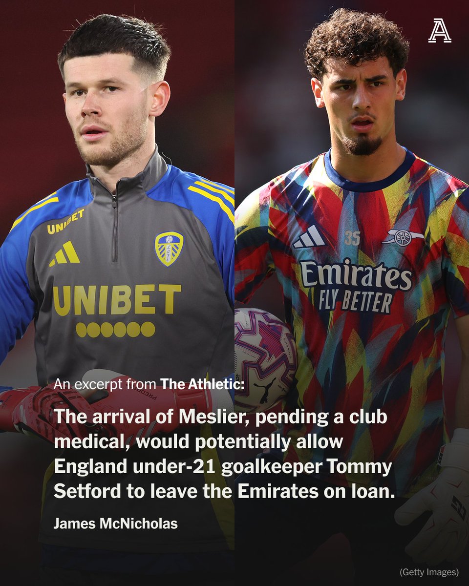 TheAthleticFC's tweet photo. Arsenal are set to sign goalkeeper Illan Meslier, following his exit from Leeds United.

The arrival of 26-year-old former France U21 international should free Tommy Setford up to go on loan.

More from @gunnerblog 

🔗 https://t.co/YaLCyYRapw https://t.co/Ba3rt483e6