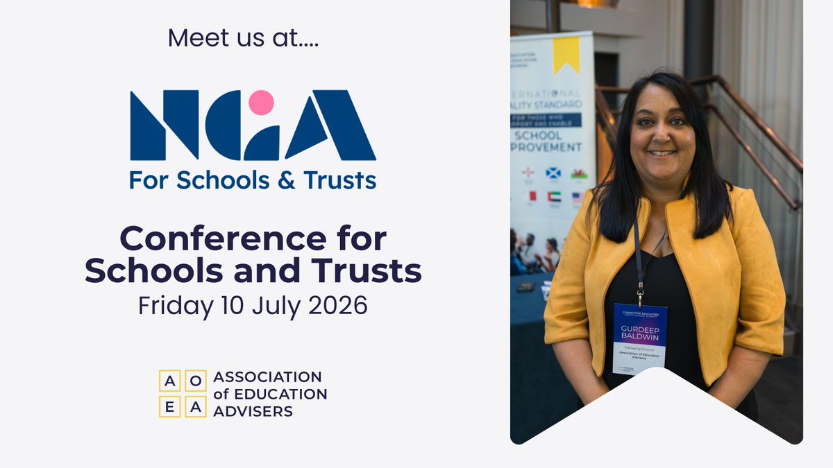 EducateAdvise's tweet photo. We’re looking forward to attending and exhibiting at the @NGAMedia Conference for Schools and Trusts on Friday 10 July 2026.

Our Managing Director, Gurdeep Baldwin, will be there on the day, so please do come by, say hello and have a chat with us about all things education, IQSEA accreditation and school improvement.

We look forward to meeting colleagues from across the sector.
#AoEA #IQSEA #NGAConference #SchoolGovernance #SchoolImprovement #EducationLeadership