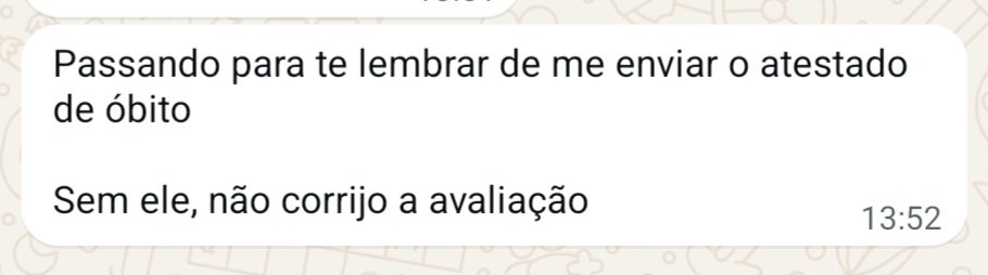 thome_com's tweet photo. Quando sua avó falece e sua professora se recusa a corrigir sua prova sem o atestado de óbito dela =/ https://t.co/NlNidSRoki