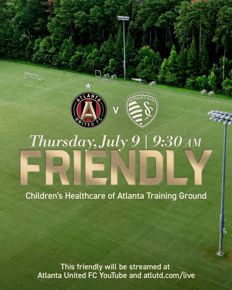 ATLUTD's tweet photo. We host Sporting KC for a friendly ahead of our return to MLS play 🔜

The match will be available to stream on YouTube and https://t.co/fxMo1pfl4C 📺 https://t.co/mPd9N2y1Bp