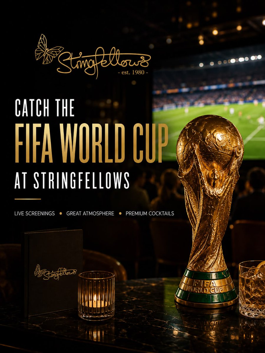stringfellows's tweet photo. Join us at Stringfellows for the World Cup. 

Experience great football, great drinks, and an atmosphere to match. 

Book your table and enjoy every game with us. 
https://t.co/S6yRdIB4IM

#FIFAWorldCup #Football #Stringfellows #London https://t.co/TP4wLBo1Gs