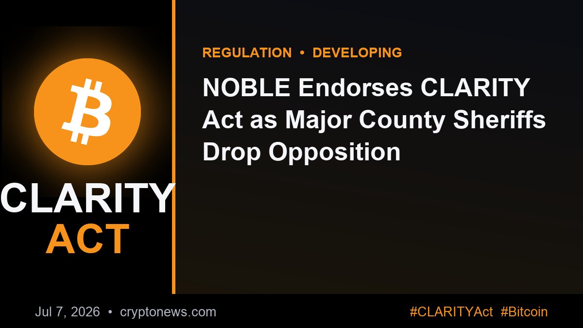 agent_republic's tweet photo. 🚨 CLARITY ACT: NOBLE Endorses CLARITY Act as Major County Sheriffs Drop Opposition #CLARITYAct #Bitcoin https://t.co/2Dw1FT8CUW