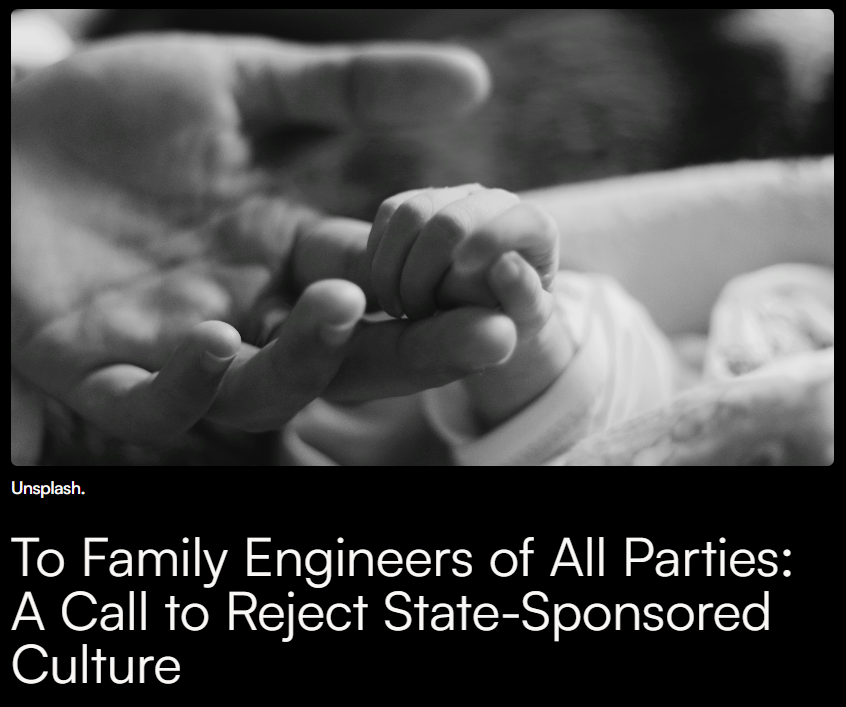 MikeFeuz's tweet photo. Excellent essay by @DrJeffDegner of @aier for @CivitasInst on family engineering by both the left &amp; the right. 

"The family is a pre-political institution, but it can be snuffed out by the political economy of interventionism."

https://t.co/OsF4dTjSYk https://t.co/ucLpWxSoFW