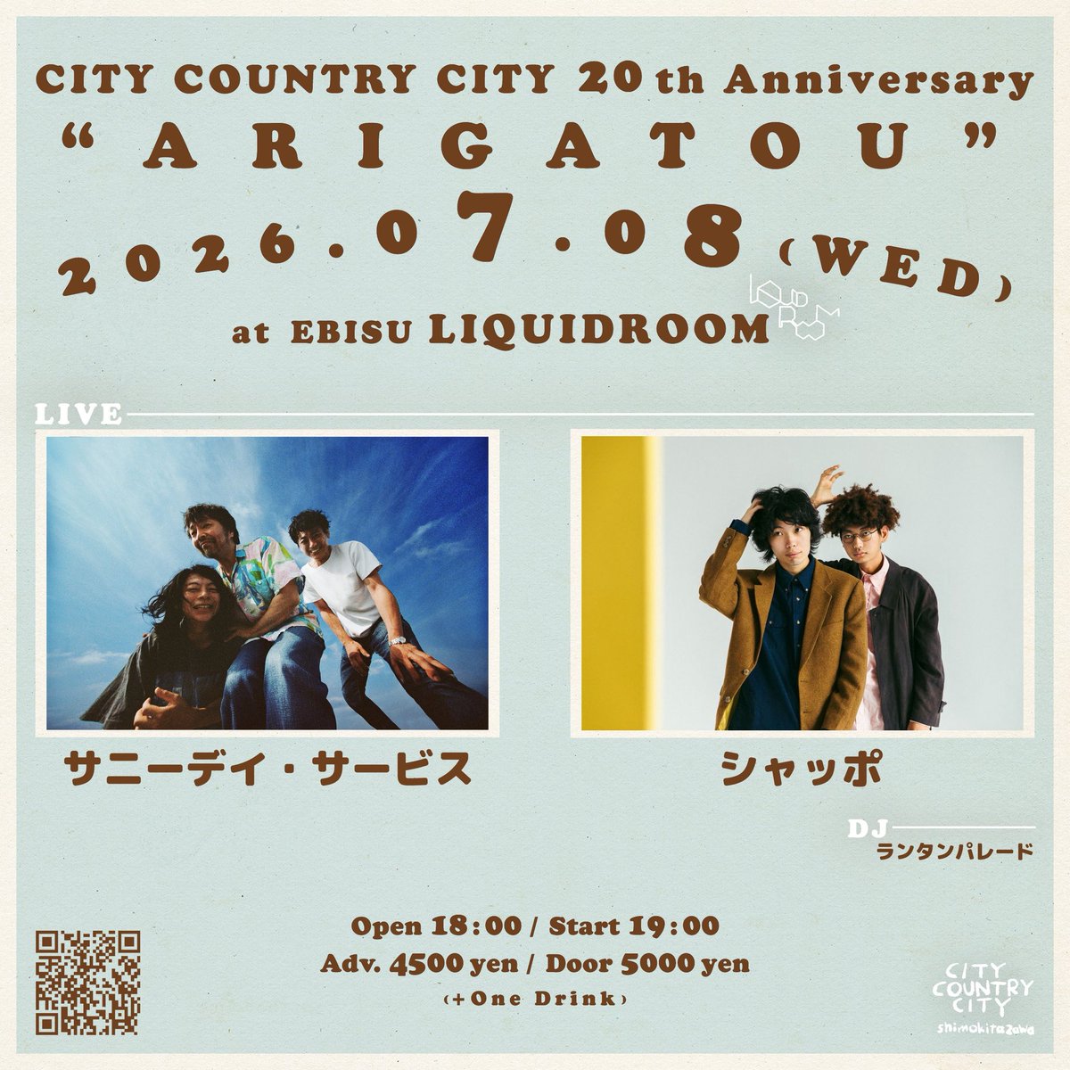 the_kanki's tweet photo. 明日はいよいよ、恵比寿 LIQUIDROOM にて
開店20周年を祝うライブイベント
『ARIGATOU』を開催いたします！

CCCのNEW &amp; CLASSIC GOODSも
物販ブースにご用意いたします。

17:00より販売開始予定ですので、何卒
お気軽にお立ち寄りくださいませ🧢 https://t.co/2XdmC94Diw