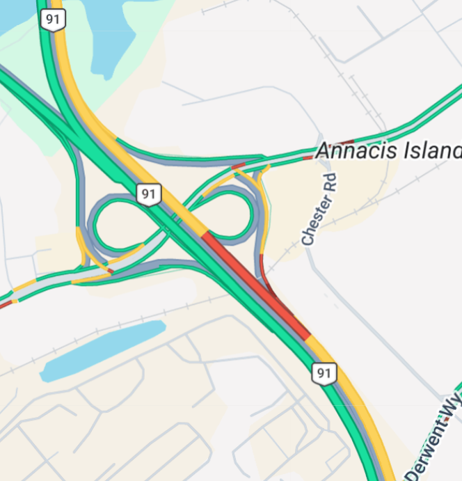 DriveBC's tweet photo. ⚠️#BCHwy91 -  Crews are on scene with vehicle incident blocking northbound left lane on #AlexFraserBridge just before Cliveden off ramp. Pass with caution, expect delays.
#DeltaBC https://t.co/slwAWf7QGn