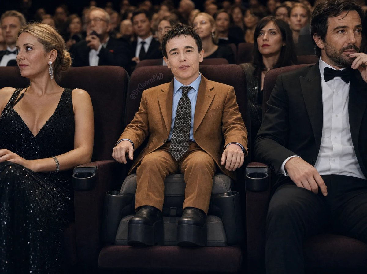 DrClownPhD's tweet photo. Exclusive image of Elliot Page at the premiere of The Odyssey. https://t.co/MDwyjGLl4l