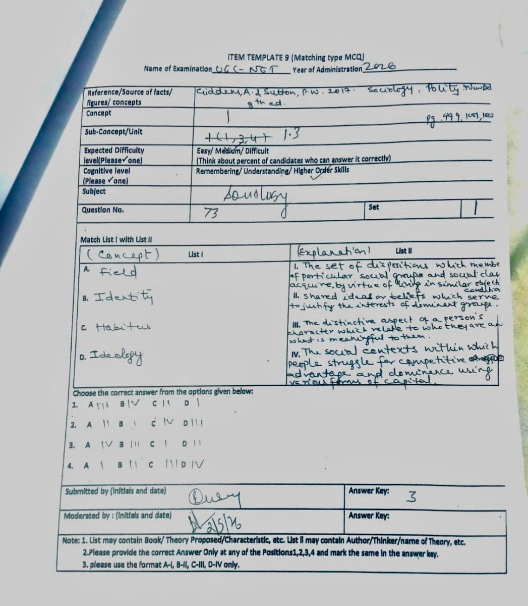 arre_chisha's tweet photo. Snippets of the UGC-NET Sociology Exam, 30th June, 2026.
Welcome to yet another paper leak episode in the New India. https://t.co/FlytxwnJyT