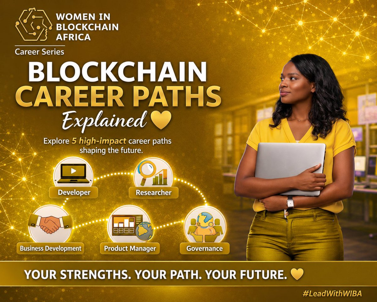 WIB_Africa's tweet photo. Think blockchain careers only mean becoming a developer? 👀

Blockchain also needs:

🔍 Researchers
🤝 Business Developers
📊 Product Managers
🌍 Ecosystem Leads

The future of blockchain will be built by more than coders 💛

#WIBA #WomenInBlockchain #Web3Careers #Blockchain https://t.co/kuiVYGQyme