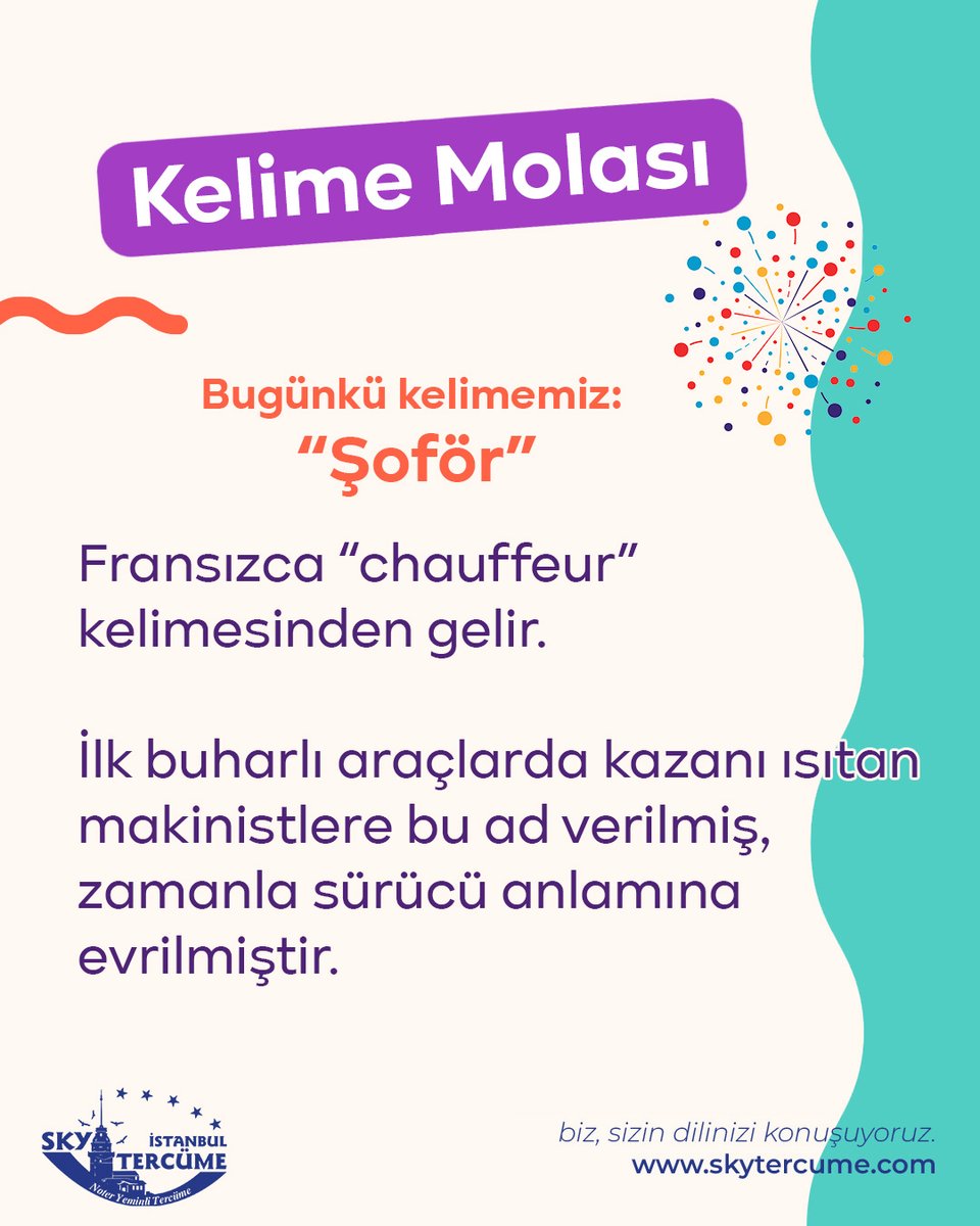 skytercume's tweet photo. "Şoför", aslında dilimize Fransızca "chauffeur" kelimesinden geçmiş.

İşin ilginç yanı ise kelimenin kökeni Fransızca "chauffer" (ısıtmak) fiiline dayanıyor! İlk buharlı araçlar döneminde, o devasa kazanları kömürle ateşleyen ve ısıtan makinistlere bu ad verilirdi. https://t.co/asRQuYZ0nm