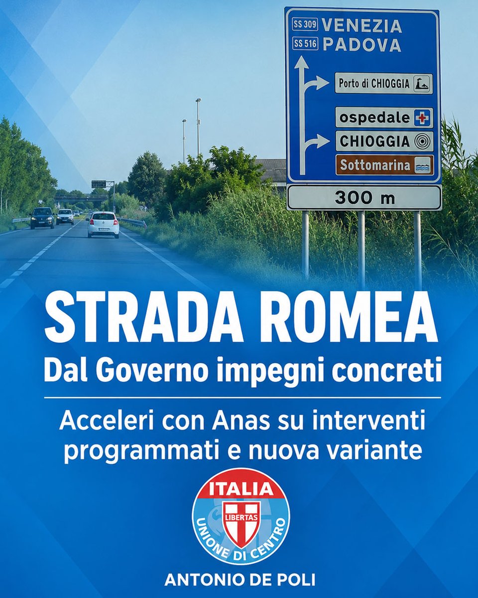 AntonioDePoli's tweet photo. #StradaRomea, quarta vittima in 4 mesi: ora servono risposte concrete. Non bastano gli autovelox: bisogna accelerare con ANAS sugli interventi programmati e sulla nuova variante. La sicurezza viene prima di tutto. 👉 https://t.co/SE4SwpvlaW
#Romea #SS309 #UDC https://t.co/KeA8zMpZNc