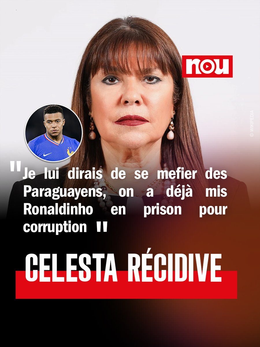 NooouMedia's tweet photo. 🔴 "On a déjà mis Ronaldinho en prison..."

La sénatrice paraguayenne Celeste Amarilla récidive et lance une nouvelle provocation visant directement Kylian Mbappé. Jusqu'où ira ce feuilleton en pleine Coupe du Monde ? ⚖️👇

#Mbappe #Nooou #Mondial2026 https://t.co/YR0lWc20NM