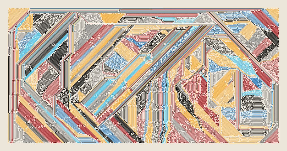 CCDDBB's tweet photo. Plottable Mess - Alternative Render
#javascript #plotterart #plottertwitter #generart #genart #digitalart #abstractart #graphicart https://t.co/LuSgOoVu0r