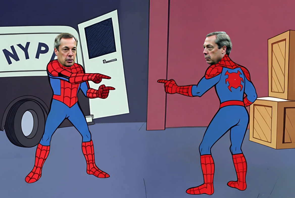Scoffgoal's tweet photo. @GoodwinMJ Nigel Farage vs The Establishment 😂 https://t.co/dCtiuJt7qq