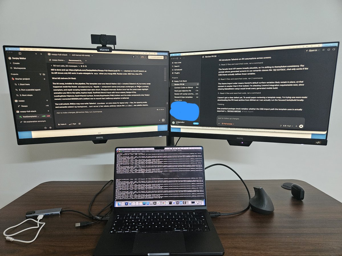 SanjayMallur's tweet photo. 12+ hours a day here.

Claude Code, Conductor, Codex, and gStack by @garrytan working together for coding, reviews, research, and debugging.

Code breaks. Logs scream. Agents argue. Small wins stack up.

Early days are messy, but building from zero is addictive. 🚀 https://t.co/TC5rSipsga