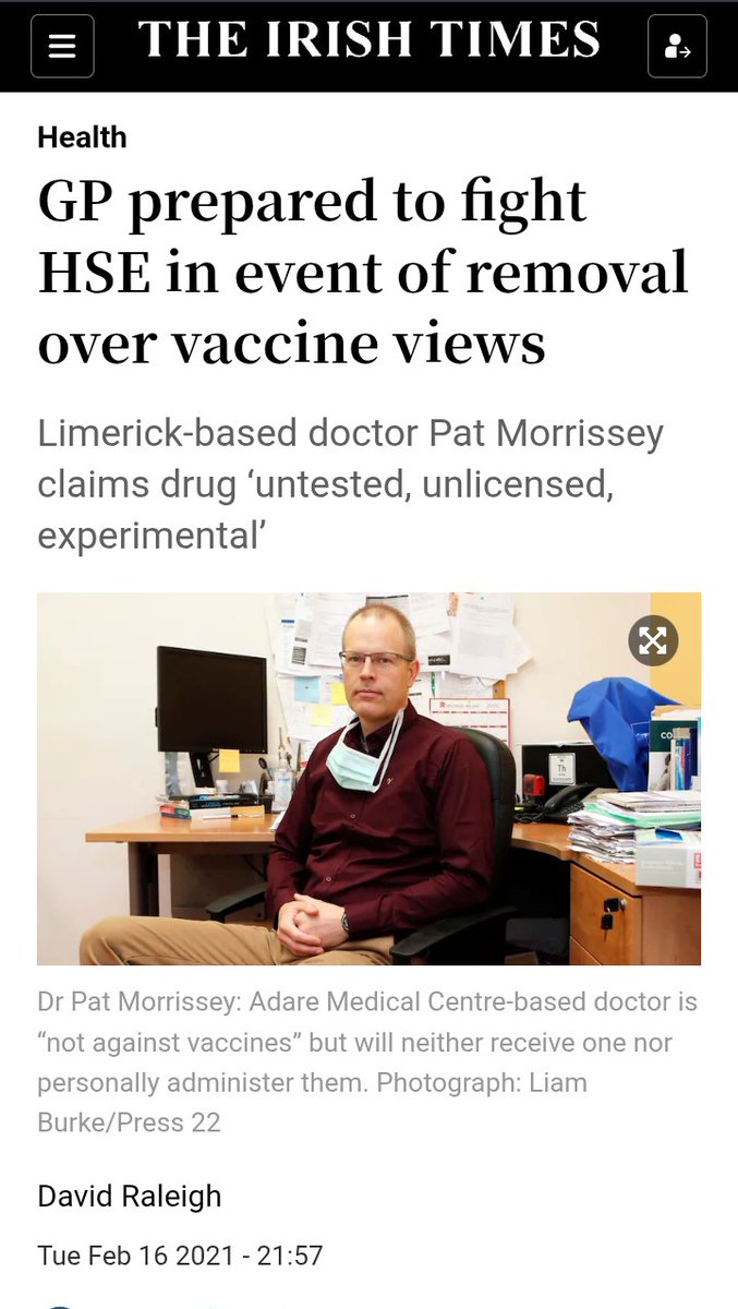 indepdubnrth's tweet photo. On 20th July: Dr Pat Morrisey, a GP in Adare -will face a Fittness to Practice Hearing before the Irish Medical Council for failing to promote Covid Vaccines and Covid Policies. 

Like myself, Dr Morrisey was placed under investigation 5yrs  ago for publicly criticising the same vaccine and policies that have since been shown to have caused so much unnecessary death and harm to our society.

It is Tony Holohan and Simon Harris who should be on trial.

Our country is so corrupt.  It is  truly sickening -Pharmaceutical Companies are in complete control of Ireland’s health policies and the regulator.  How can the Minister for Health allow these sham hearings to continue? 

These hearings are at least, a good reflection of how our health system functions behind the scenes, and it should at less be clear who exactly is pulling the strings.

I will be at the Medical Council on 20/7/26 at 10am, to show my support for a brave colleague who stood firm and always spoke the TRUTH.

The Minister and the Medical Profession in Ireland should be deeply ashamed of what is occurring here.

See you on the 20th
Marcus