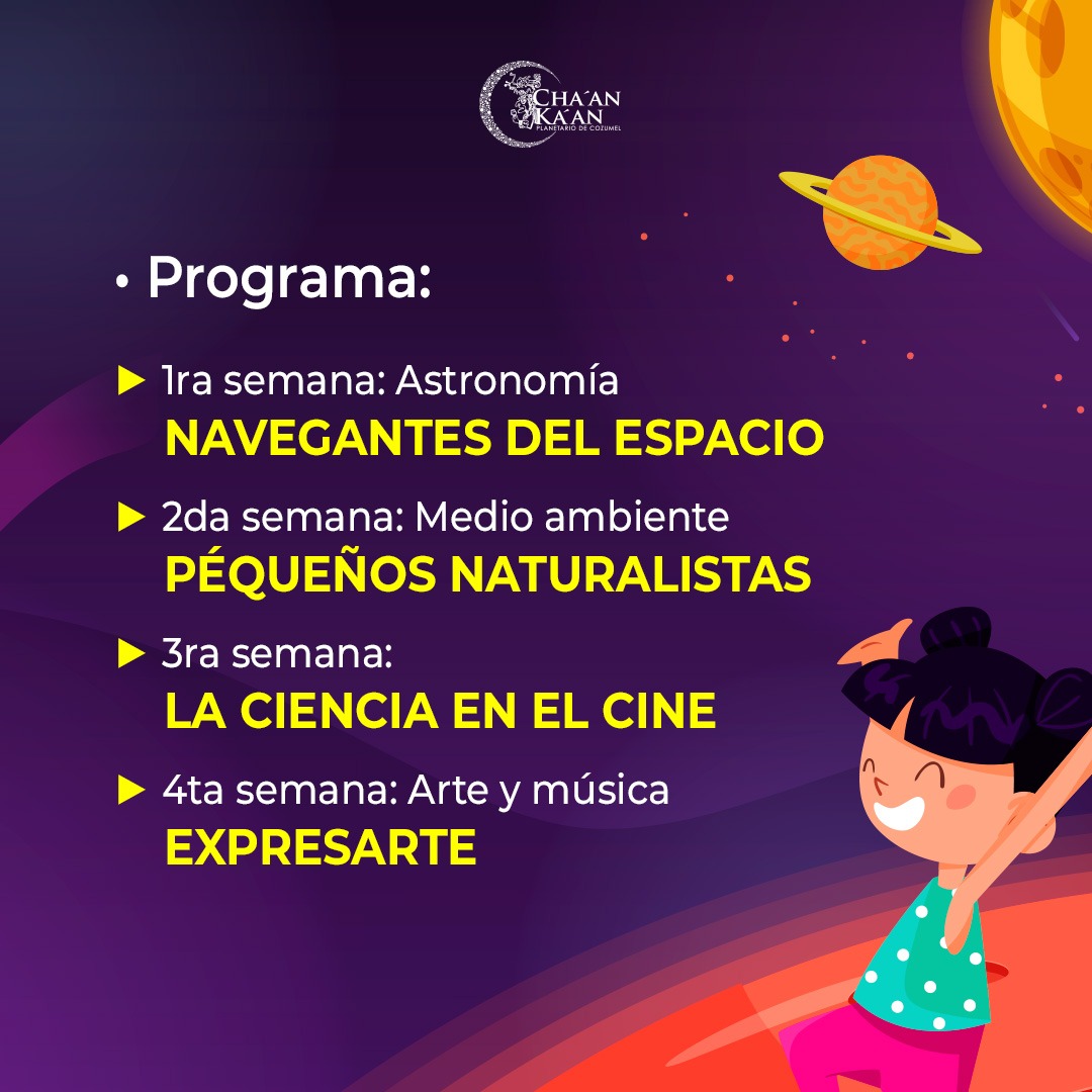 PlanetarioCZM's tweet photo. 🌟 ¡Este verano la ciencia te espera! 🔭
Vive una experiencia llena de experimentos, tecnología, creatividad y diversión con el curso de verano en el #PlanetarioCozumel 🚀
📅 A partir del Lunes 20 de julio.
¡No te quedes fuera y #NavegaConLasEstrellas! #VeranoPlanetario
@COQHCYT https://t.co/UPJ2pqglLf