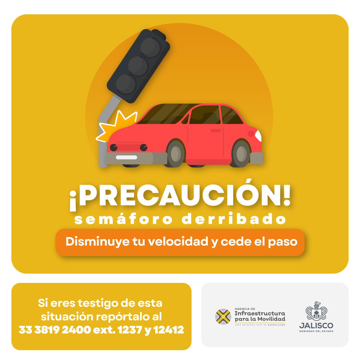 AgenciaAMIM's tweet photo. ⚠🚦¡Toma tus precauciones!
📍Periférico Norte y Betania
Un semáforo fue derribado debido a un choque a primeras horas de la mañana.
Maneja con cuidado al pasar por la zona y respeta el paso de peatones. 🚶♀️🚗
#AMIM #semaforosamg https://t.co/iA1pf9hsqs