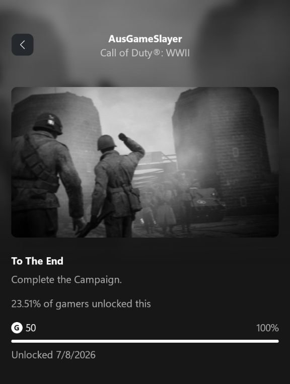 GameSlayer63's tweet photo. Call of Duty WWII Campaign Is Done
#X #CallofDutyWWII #XboxSeriesX #Campaign #SledgehammerGames #Activision #CallofDuty #Australia #Retweet #AustralianGamer #CampaignIsDone #Microsoft #Gamer #Gaming https://t.co/QfjB4rCaDR